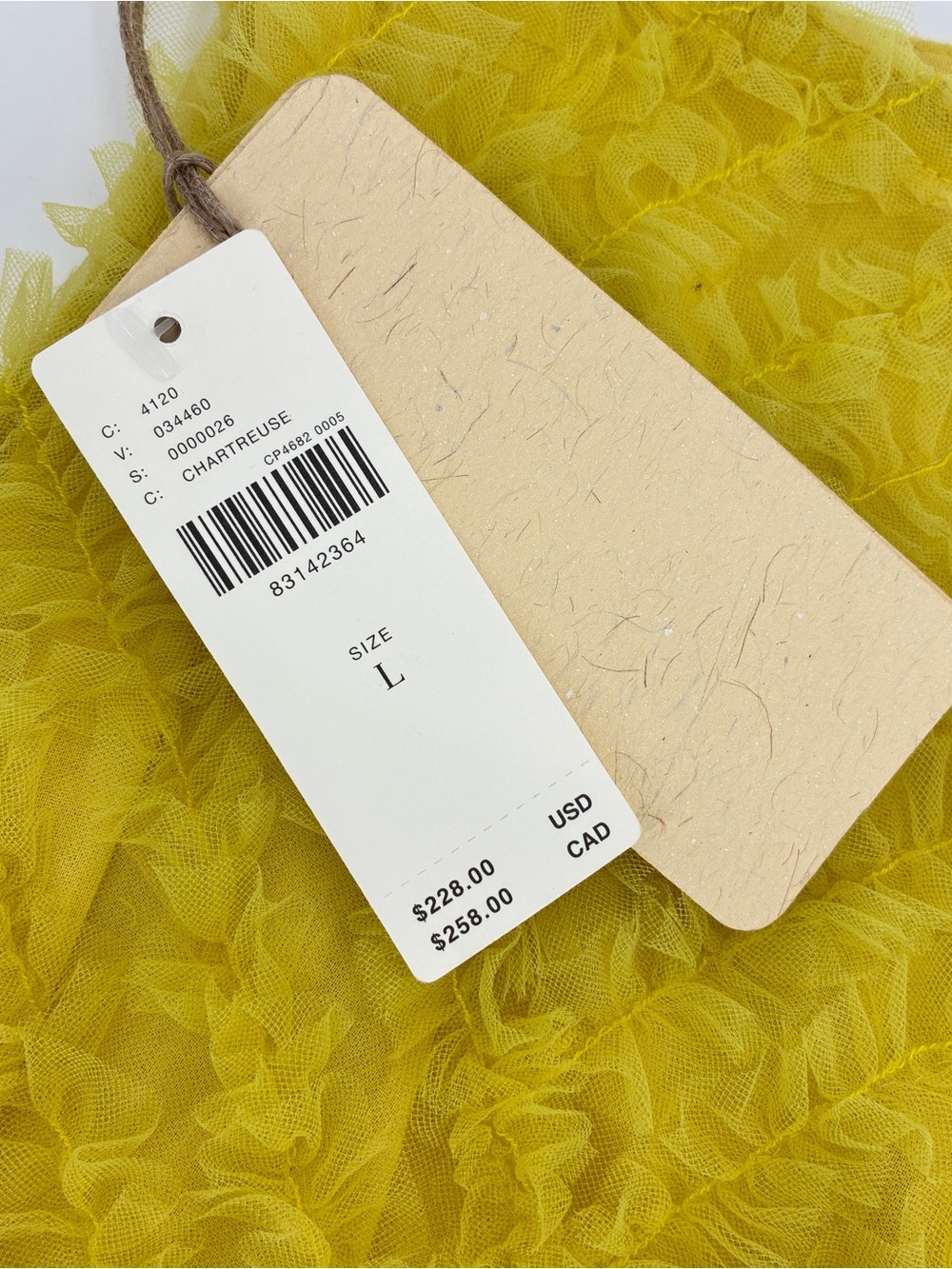 Let Me Be Anthropologie Tulle Mini Skirt Preppy Balletcore Chartreuse Large NWT - Picture 4 of 9